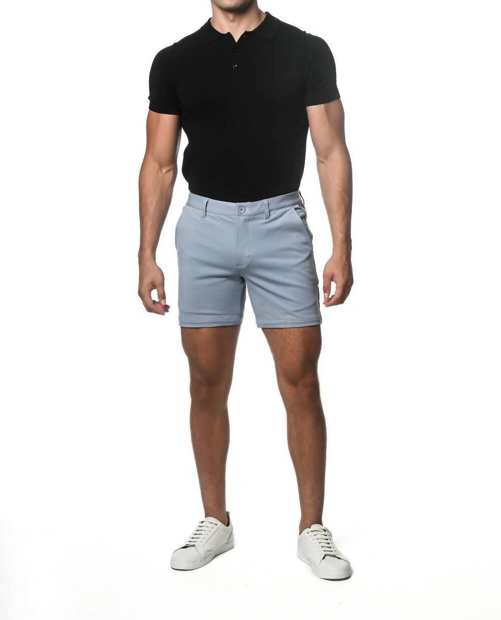 NEW POSTMARC textured stretch knit chino short in cloud blue